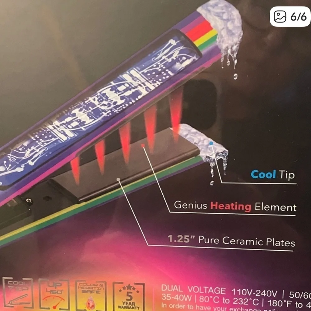 Royale genius element Rainbow flat iron 1.25 $500 ceramic plates new
